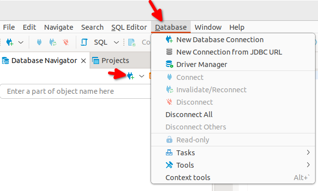 Добавление новой базы данных